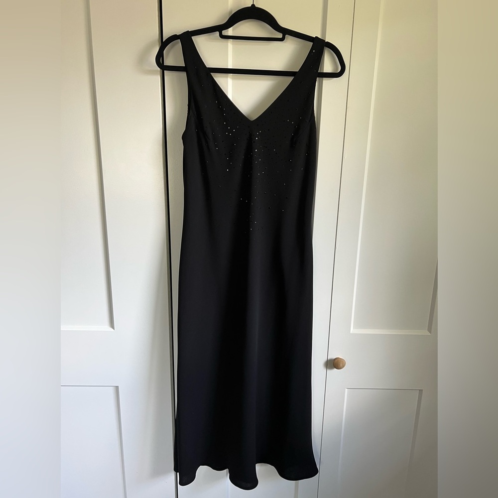 Vintage Y2K JONES NEW YORK Black Beaded Luxury Glam dynasty 90s Size 10 Dress